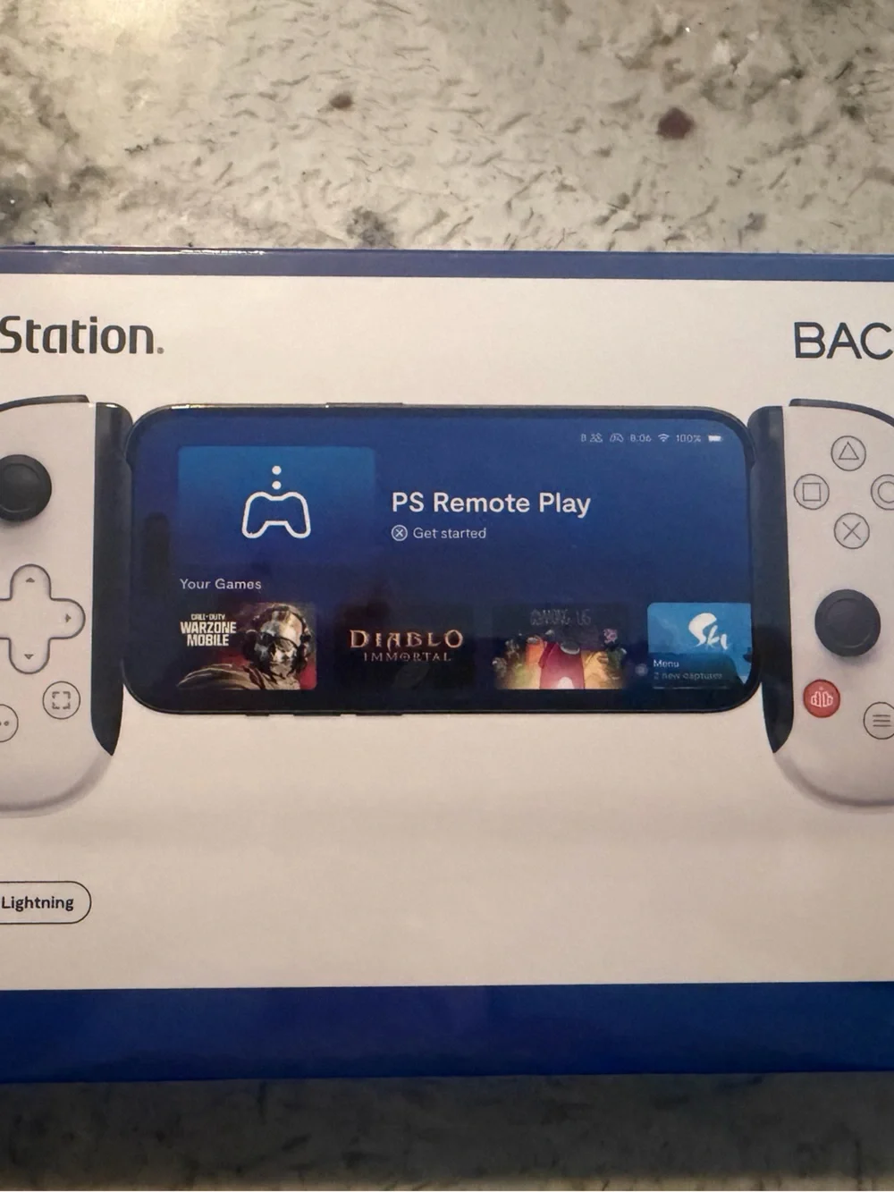 Sony Backbone Mobile Gaming Mount - White and Blue Display